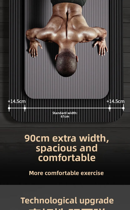 Tapis de yoga pour homme, 20 mm d'épaisseur, allongé et élargi, antidérapant, idéal pour l'exercice, couleur unie, en NBR.