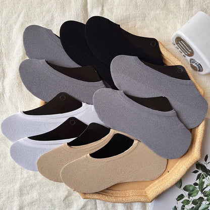 10 Pairs Random Men & Women Invisible Socks Non-slip Low Cut Boat Socks Breathable Cotton No Show Socks