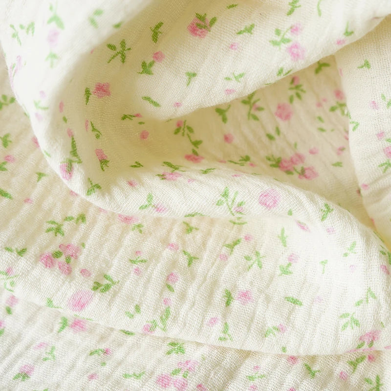 Soft Heart Print Cotton Sewing Fabric Crepe Double Layer Gauze Cloth Valentine's Day Diy Towel Material YHW300530