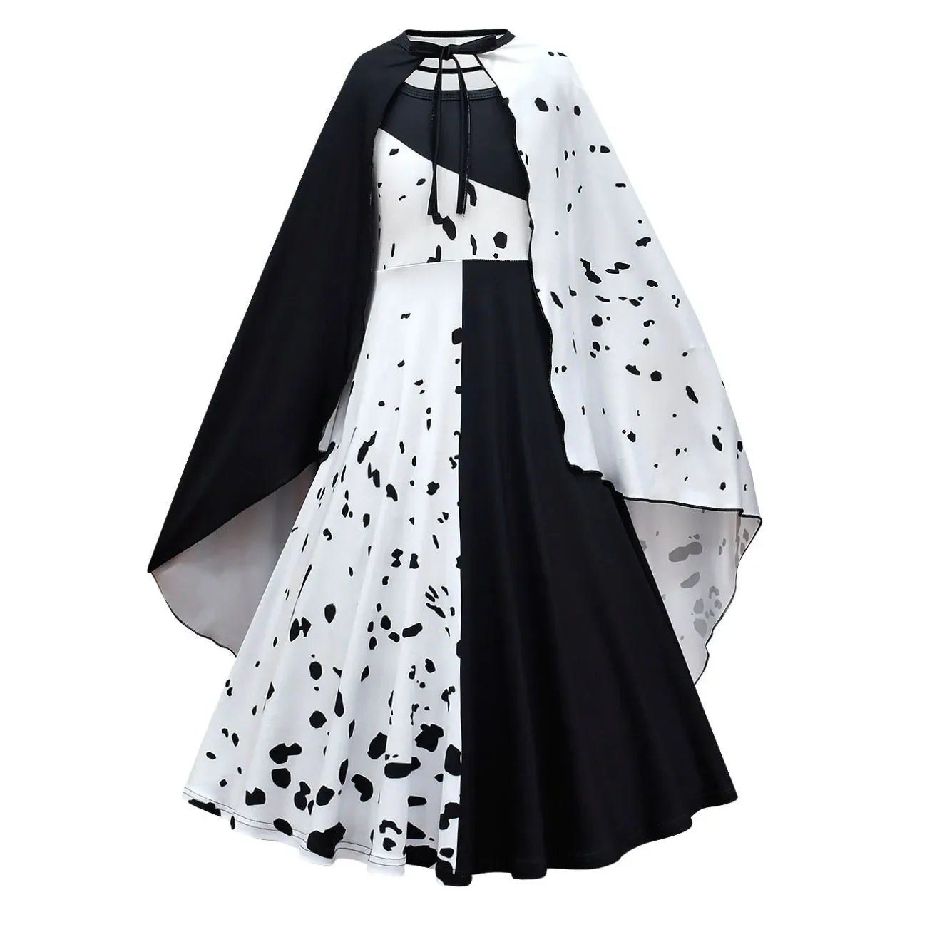 Robe de sorcière noire et blanche pour enfants, chien loyal, vêtements Kuira, robe longue, perruque Everak, performance d'Hall