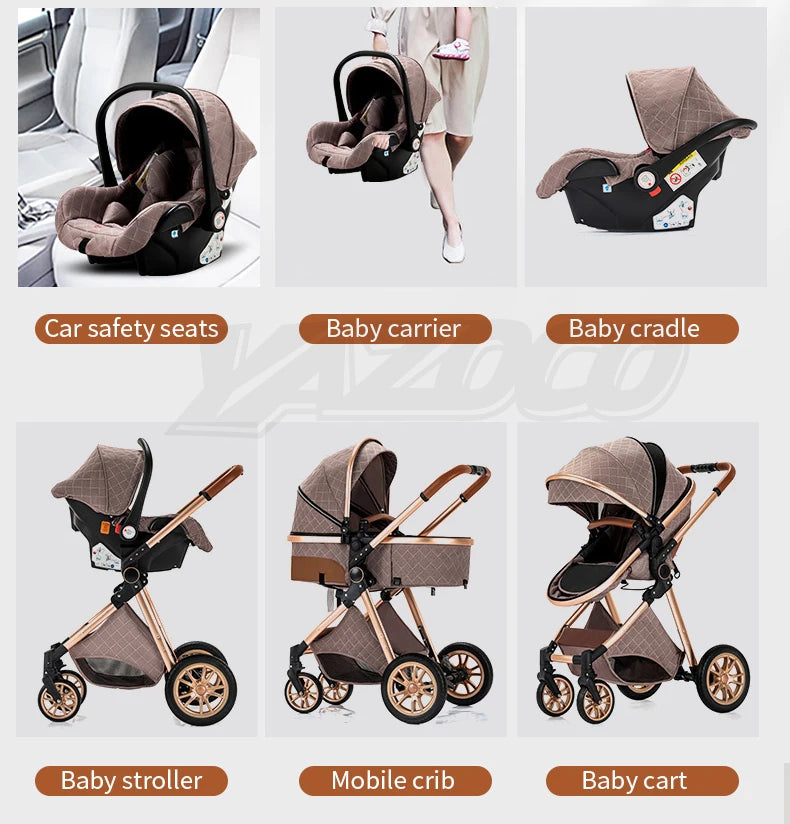 Newest Baby Stroller 3 in1 Multifunctional Stroller Easy Folding Travel Portable Baby Carriage Safety Seat EU Standard