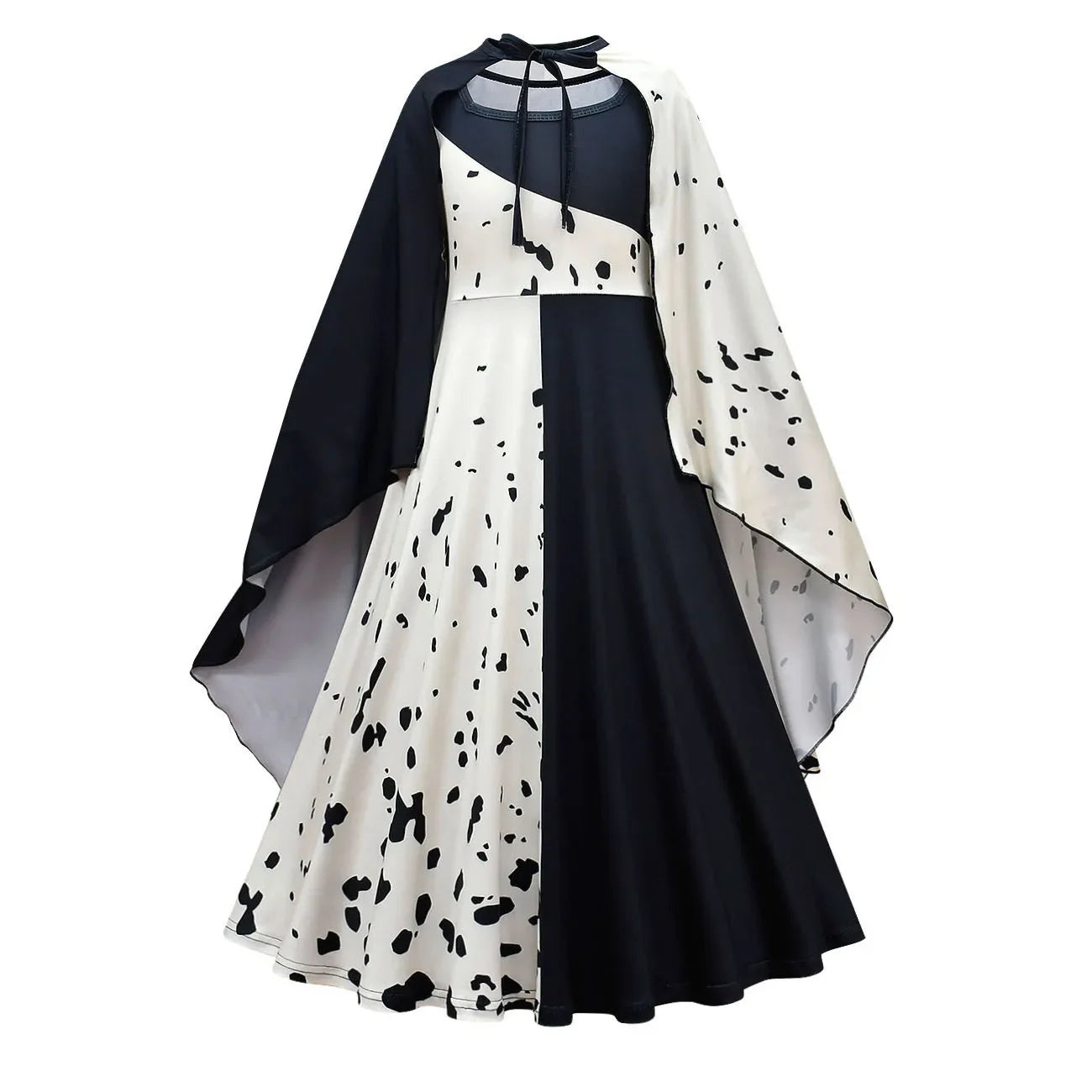 Robe de sorcière noire et blanche pour enfants, chien loyal, vêtements Kuira, robe longue, perruque Everak, performance d'Hall