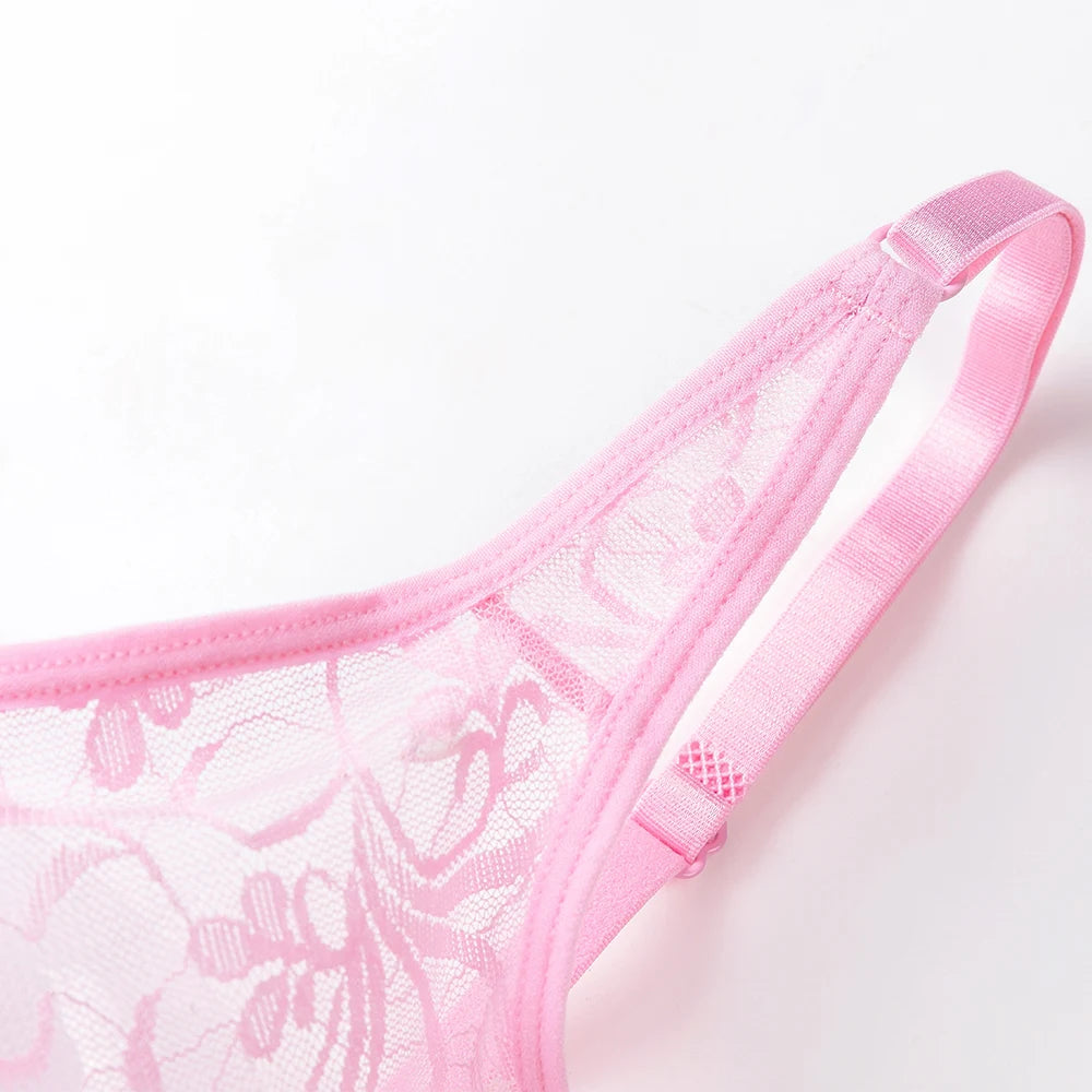 Bras For Women Plus Size Lace Mesh BH Tops Underwire Embroidery See Through Sexy Underwear Lingerie Brassiere A B C D DD Cup