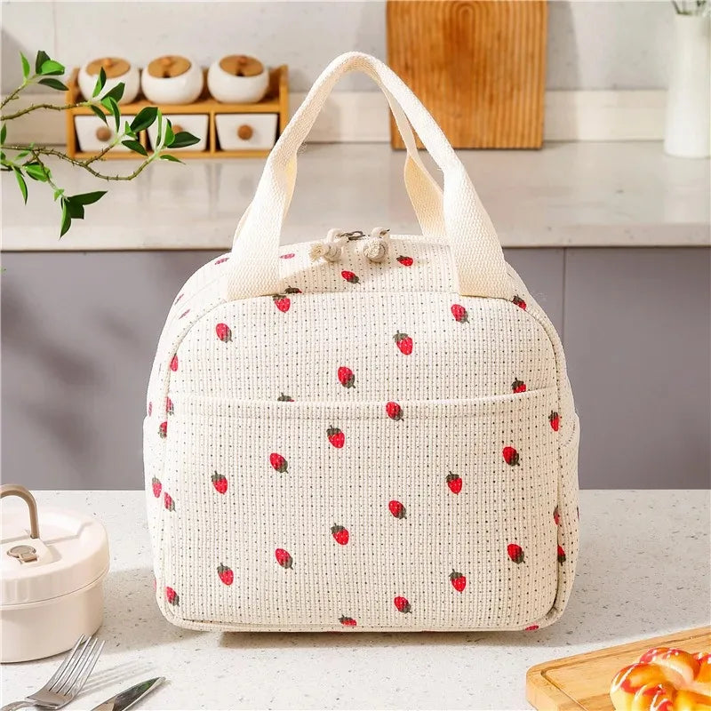 Sac à lunch isotherme en velours côtelé personnalisé avec nom, idéal pour l'école, les pique-niques et comme sac de rangement pour les aliments.