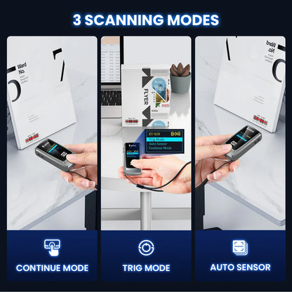 Scanner de codes-barres EYOYO Bluetooth QR 2D 1D avec écran LED, lecteur de codes-barres laser sans fil pour paiements mobiles iOS, Android et Windows.