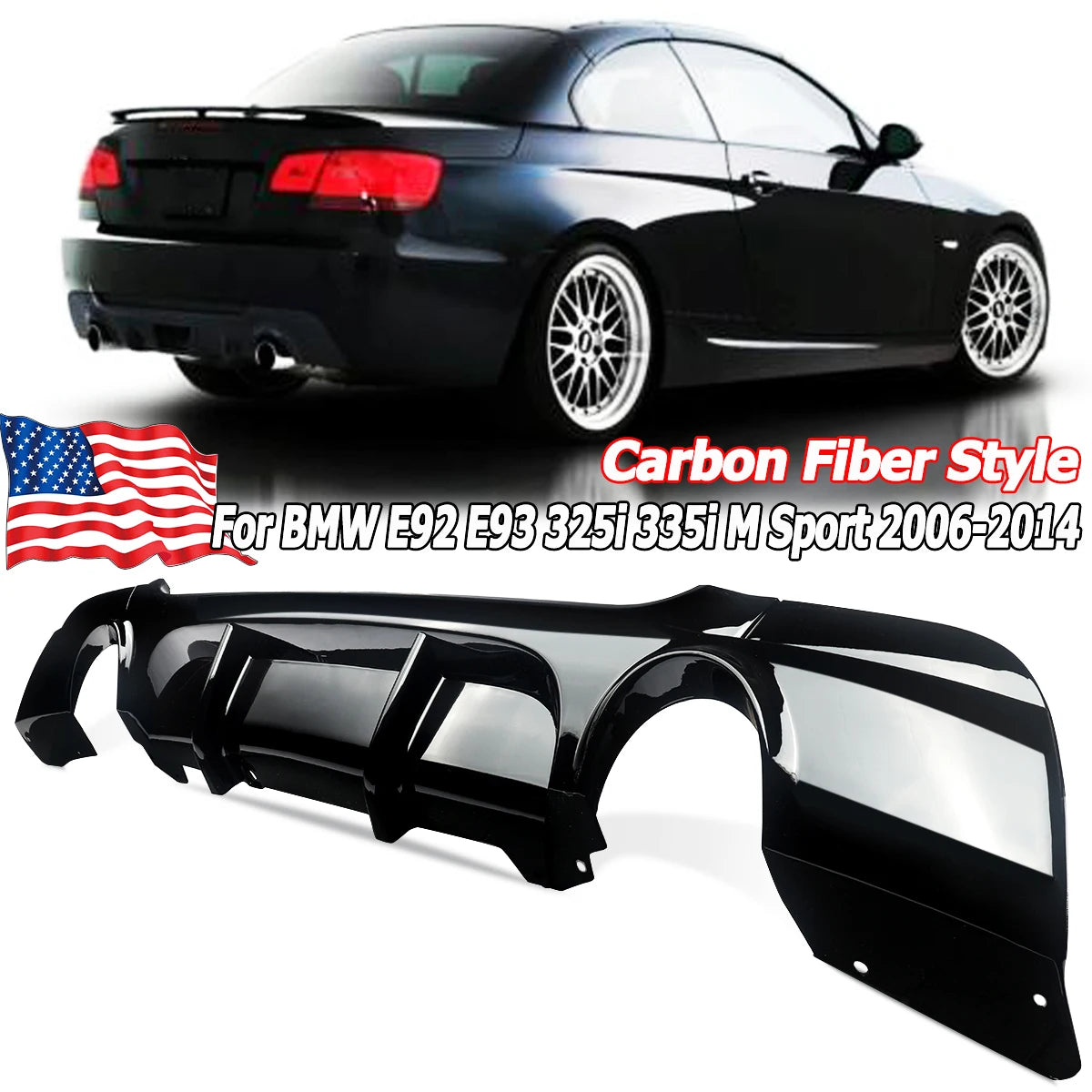 Rear Bumper Diffuser Lip  For BMW E92 E93 328i 335i Coupe/Convertible Car Replacement Part 2007-2013