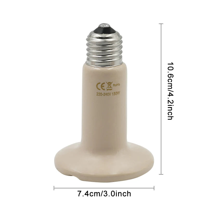 1pc Pet Reptile Heating Lamp 220V Far Infrared Ceramic Emitter Heat Lamps Pet Reptile Lamp 25W 50W 75W 100W 150W 200W Lamp