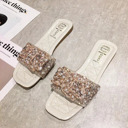 Sandales plates pour femmes, nœud papillon, style coréen féerique, semelle en caoutchouc polyuréthane, nouveauté été