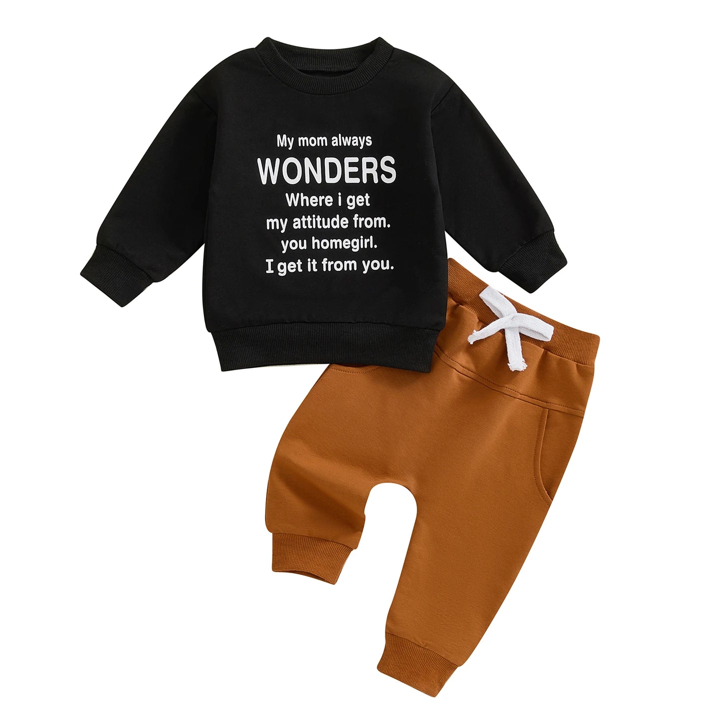 0-3Y Baby Boys Autumn Winter Clothes Set Kids Long Sleeve Letter Print Pullover Tops Sweatshirt Pants Toddler Casual Outfits
