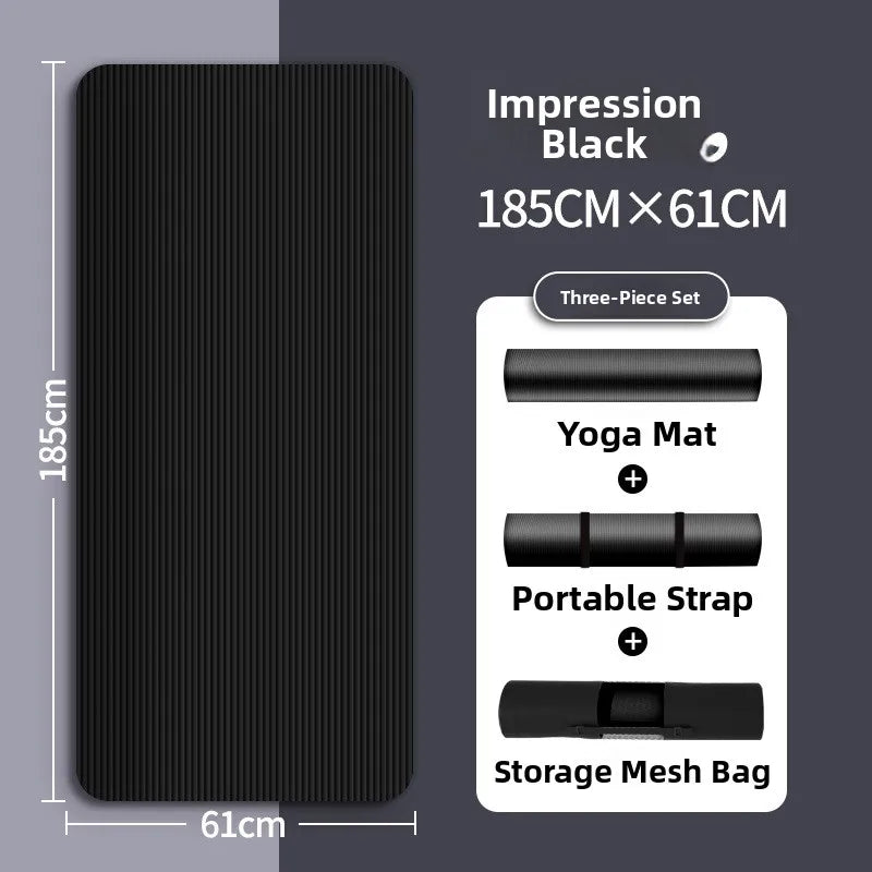 Tapis de yoga pour homme, 20 mm d'épaisseur, allongé et élargi, antidérapant, idéal pour l'exercice, couleur unie, en NBR.