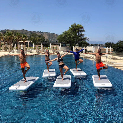 Tapis de yoga gonflable multifonctionnel, idéal pour le yoga, le pilates et les étirements, à la maison ou en extérieur.