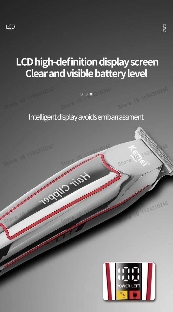 Kemei Men's Electric Hair Trimmer USB Charging Cordless Hair Clipper Reciprocating Twin Blade Beard Shaver KM-2024 KM-034 Kit