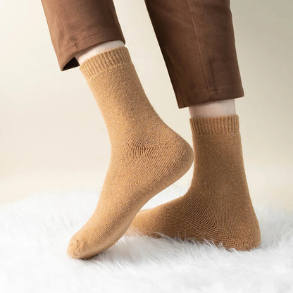 1 Pair Solid Color Wool Socks Men's Sock Women Socks Against Super Thicker Winter Socks High Quality Cold Snow Sock Merino Socks