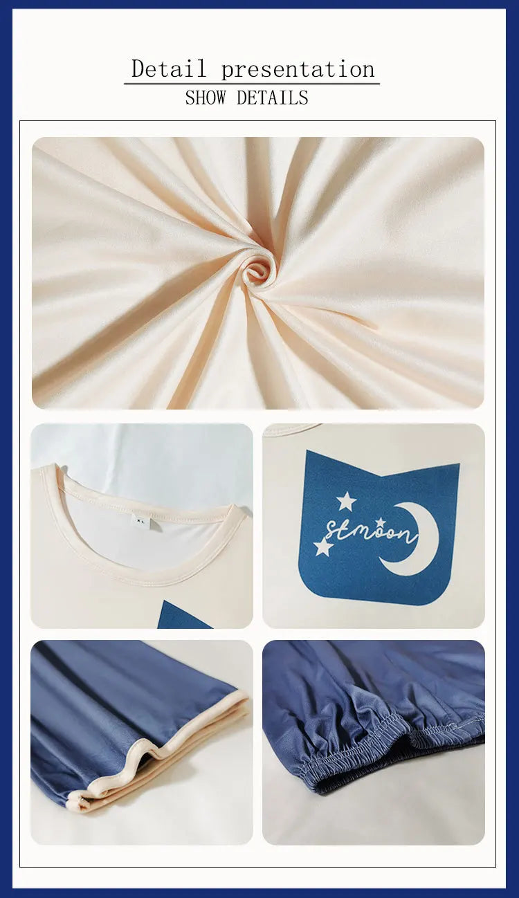 Long-Sleeved Pyjamas Women's Autumn and Winter Cotton Round Neck Fashion Soft Casual Breathable Cute Cartoon Loungewear Outside