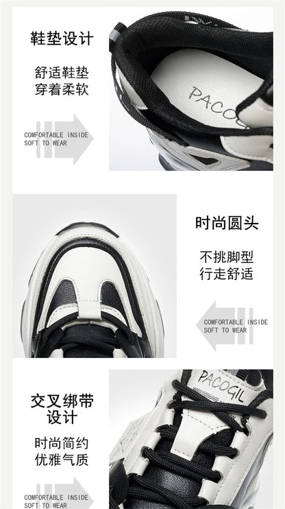 Spring Height Increasing Round toe Versatile Women Platform Causal Shoes Fashion Breathable Sport Designer Sneaker