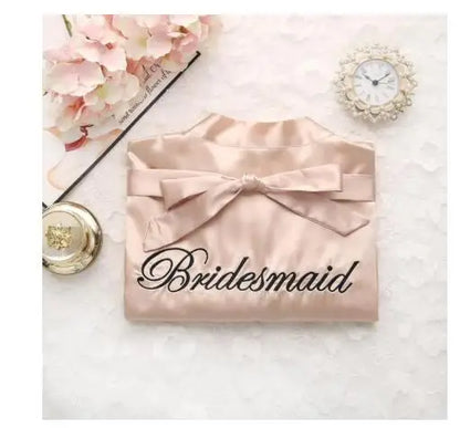 Bride Bridesmaid Wedding Robe Embroidery Kimono Bathrobe Gown Nightgown Casual Satin Short Women Sexy Nightwear Sleepwear