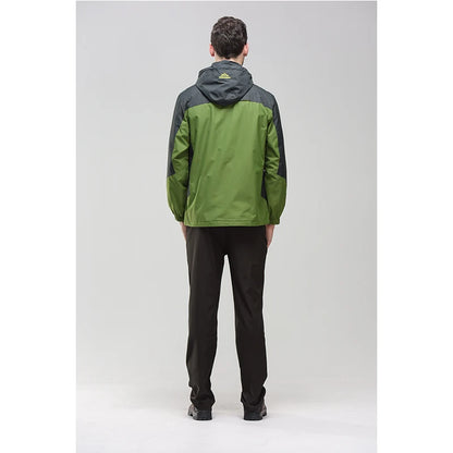 Men's Autumn Hiking Jacket Hooded Removable Waterproof Lightweight Rain Coat Trekking Outdoor Camping Casual Sportswear