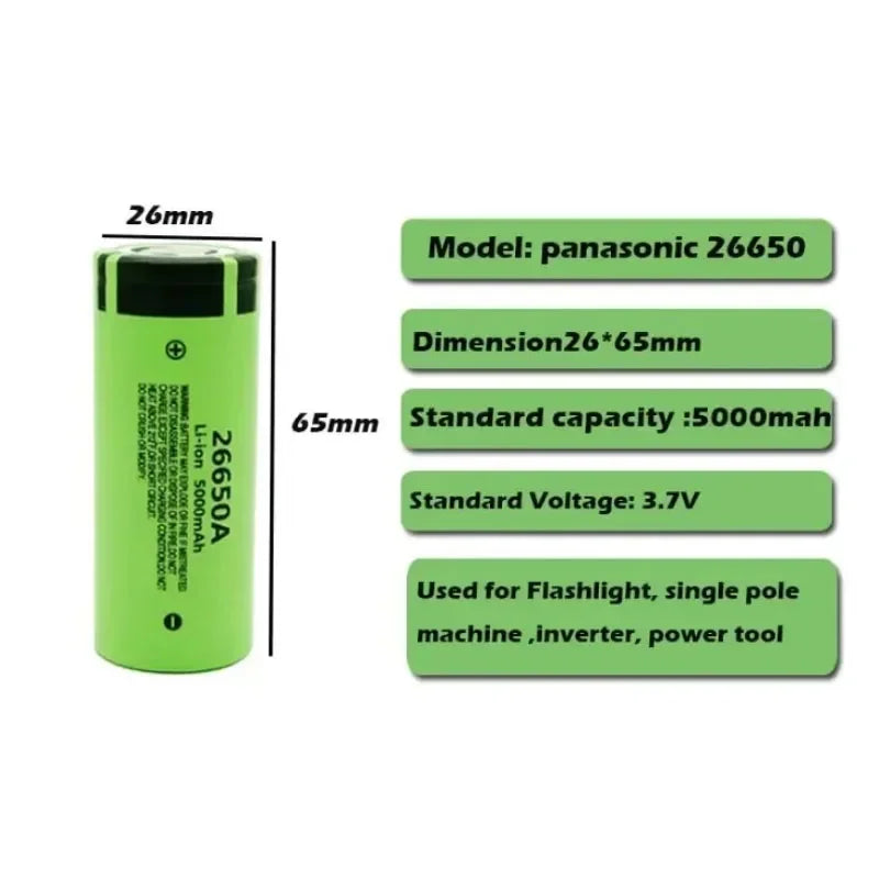 *-high-quality 26650 battery 5000mAh 3.7V 50A lithium-ion rechargeable battery, suitable for LED flashlights+chargers and DIY*.;