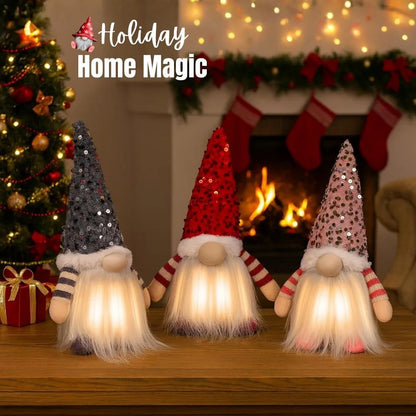 LED Christmas Gnome Plush Santa Claus Doll Decoration Faceless Gonk Dwarf Ornament Merry Christmas Toy Xmas New Year Home Decor
