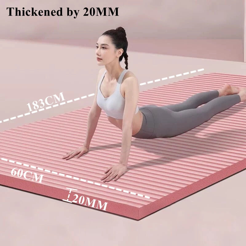 Tapis de yoga épais 183 x 60 cm, antidérapant, en mousse de 20 mm pour un confort optimal, idéal pour le yoga, le Pilates et la gymnastique.