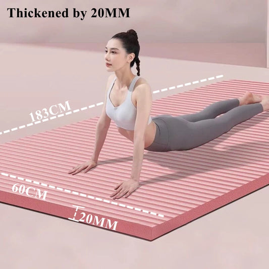 Tapis de yoga épais 183 x 60 cm, antidérapant, en mousse de 20 mm pour un confort optimal, idéal pour le yoga, le Pilates et la gymnastique.