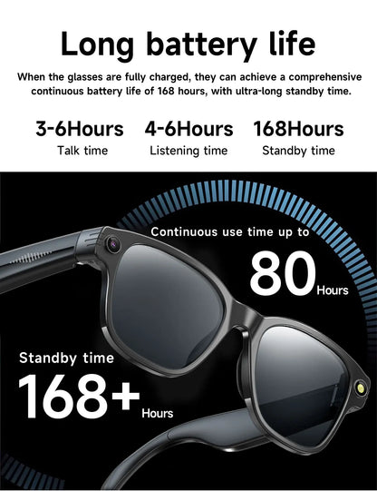 Smart Glasses With 8M HD camera 1200P anti-shake HD video AI intelligent voice assistant Real-time translation Object recognion
