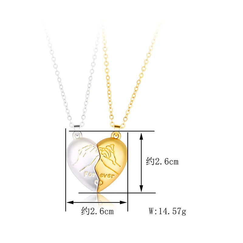 2Pcs/Lot Couple Love Magnetic Charm Necklace Friendship Half Heart Pendant Necklace For Women Valentine's Day Gift dz537