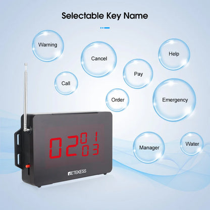 RETEKESS TD163 Restaurant Wireless Calling Pager System Host Voice Reporting Broadcast Display Receiver For Cafe Bar Club Hotel