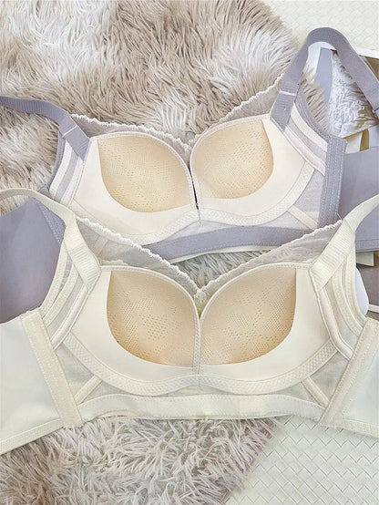 Victoria Style Lace Bra Large Chest Minimizer Ultra Thin Cup Wireless Comfort Push Up Sexy Lingerie Seamless No Underwire MOYISU