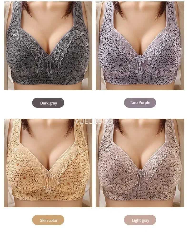 Plus Size Push Up Bra for Women - Adjustable Straps Lace Trim, Full Coverage Comfortable Support Underwire Bra for Big Bust