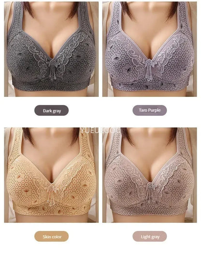 Plus Size Push Up Bra for Women - Adjustable Straps Lace Trim, Full Coverage Comfortable Support Underwire Bra for Big Bust