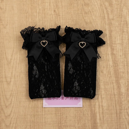 JK Lolita Lace Stockings Bow Knot Sweet Socks Female Long Stocking Teen Uniform Calf Socks Student Cute JK Socks