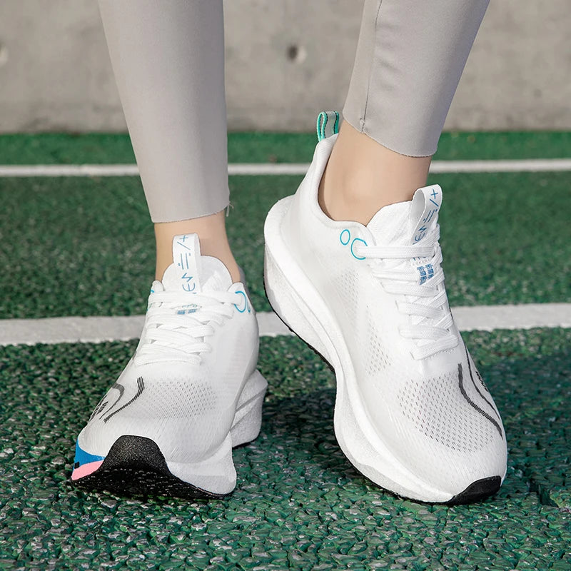 Unisex Carbon Board Running Shoes Professional Marathon Lightweight Bouncing Pad Breathable Ladies Stable Support Sports Shoes