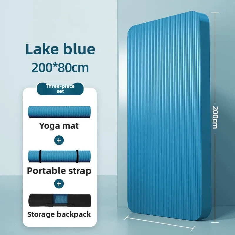 Tapis de yoga pour homme, 20 mm d'épaisseur, allongé et élargi, antidérapant, idéal pour l'exercice, couleur unie, en NBR.