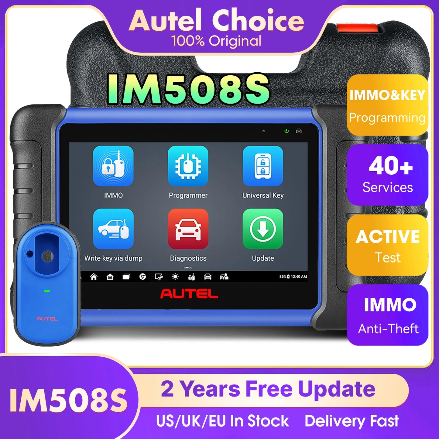 Autel MaxiIM IM508S IMMO Key Programming Diagnostic Tools Auto OBD2 Programmer Scanner All Systems 2 Years Free Update PK KM100