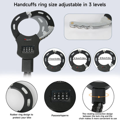 Electric Scooter Anti-Theft Handcuff Lock Bike Lock Coiled Secure Password Lock E-Scooter Prams Motorcycle Bike Accessories