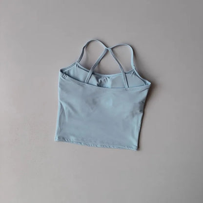 Women's Yoga Sports Fitness Vest, Pilates Running Bra, Thin Belt, Professional Training Underwear, Chest Mat, Fitness Gear