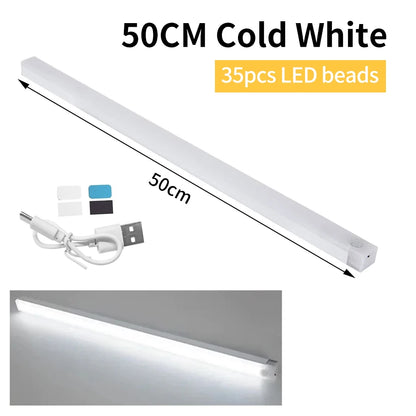 LED Long Strip Body Sensor Night Light Desk Reading Light Cabinet Bedside Bathroom Cool/Warm Light Rechargeable Magnetic Light
