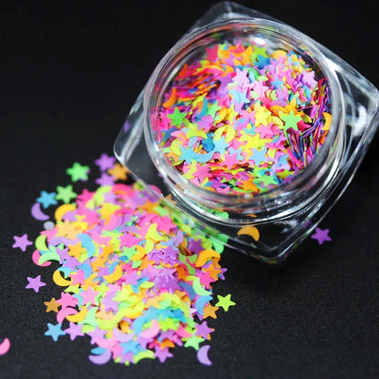 Neon Stars Hearts Moon Puzzle Chunky Loose Glitter Perfect for Nail Art Halloween Makeup Raves Festivals Resin Tumblers Cosmetic