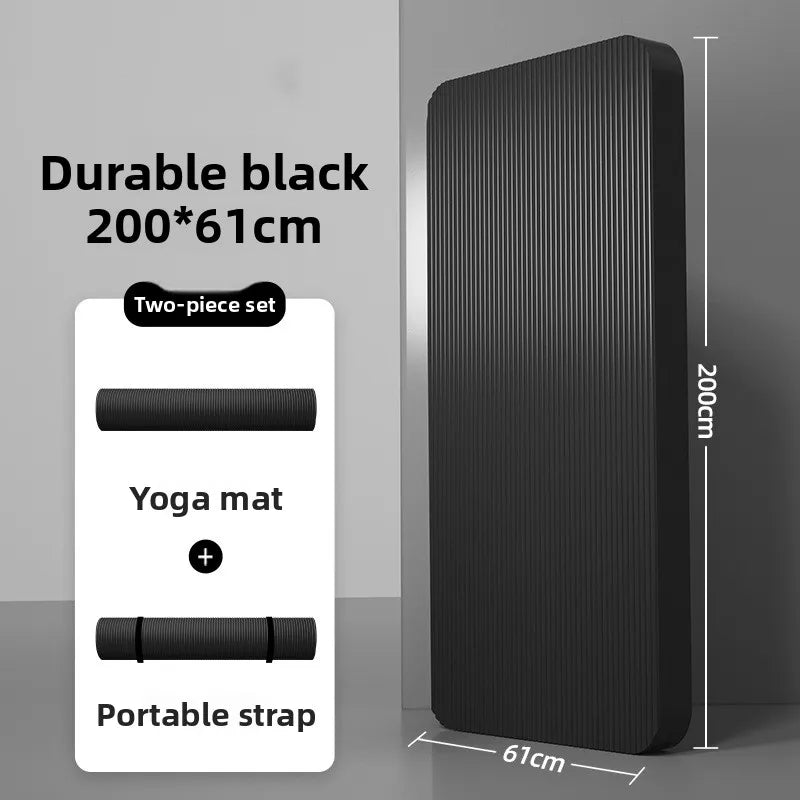 Tapis de yoga pour homme, 20 mm d'épaisseur, allongé et élargi, antidérapant, idéal pour l'exercice, couleur unie, en NBR.