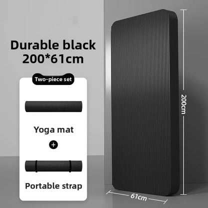 Tapis de yoga pour homme, 20 mm d'épaisseur, allongé et élargi, antidérapant, idéal pour l'exercice, couleur unie, en NBR.