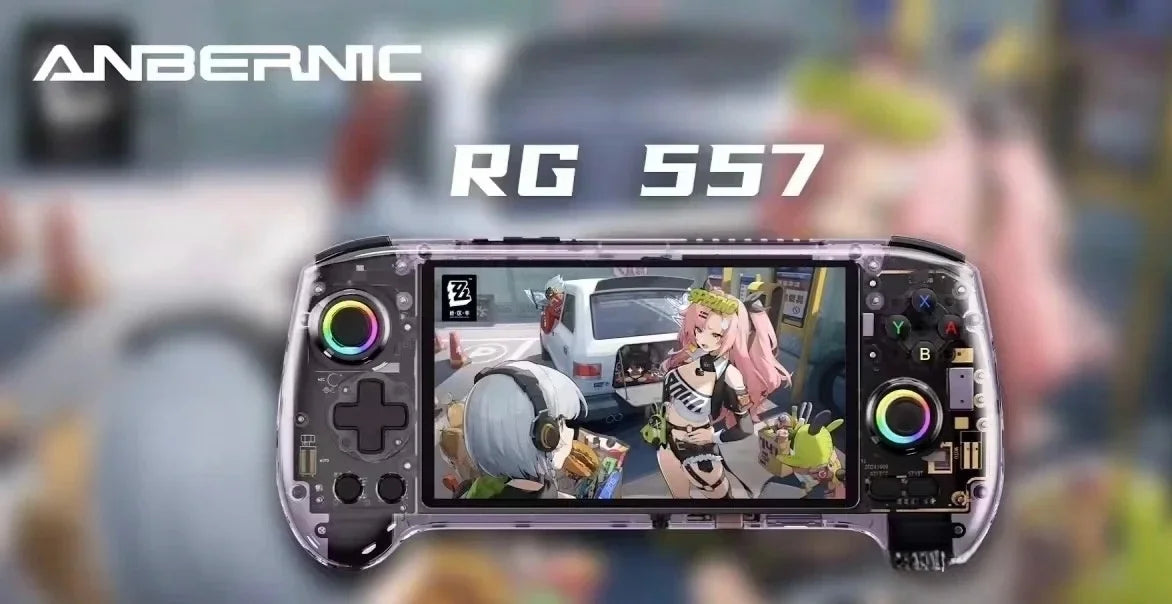 ANBERNIC RG557 Retro Handheld Game Video Player Console  Android 14 12G+256G 5.48 inch AMOLED Screen  512G PS2 PSP Games RG 557