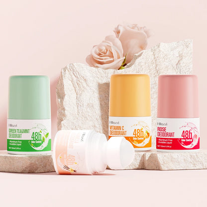 vitamin c，rose，vanilla，green tea & mint deodorant 48 hours long lasting fragrance Fruity perfume Skin care