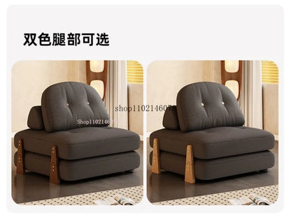 Nordic Home Lazy Sofa Small Apartment Fabric Sofas Living Room Tofu Block Module Combination Sofa Bed Dual-purpose Cream Tatami