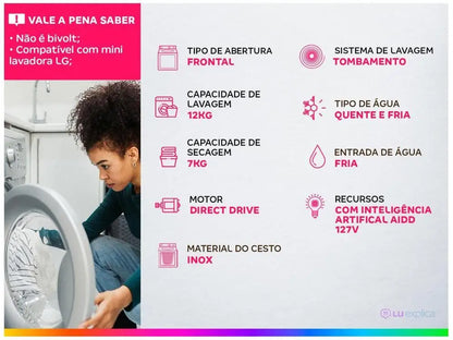 Chauffe-eau intelligent LG VC4 CV5012PC4 12 kg avec intelligence artificielle, couleur argent, 110 V