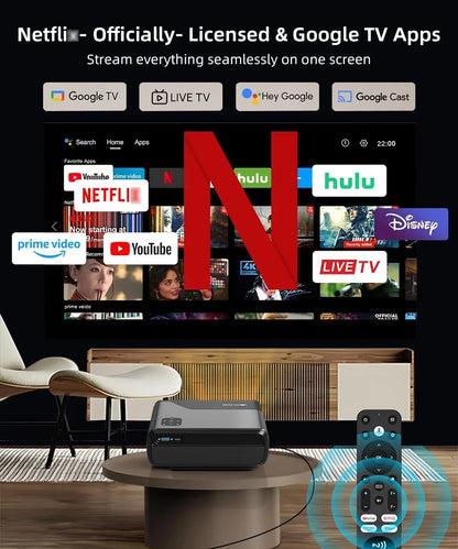 projector Portable 4K UHD HDR10 Home cinema Movie Google TV certified Gaming Outdoor MEMC Dust proof