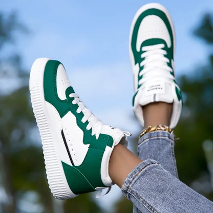 HKDQ Blue High Top Sneakers Unisex Non Slip Platform Men's Skate Shoes Spring Autumn Casual Leather Skateboard Shoes For Women