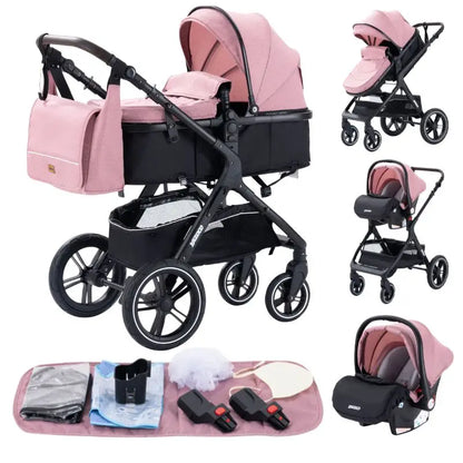 Newest Baby Stroller 3 in1 Multifunctional Stroller Easy Folding Travel Portable Baby Carriage Safety Seat EU Standard