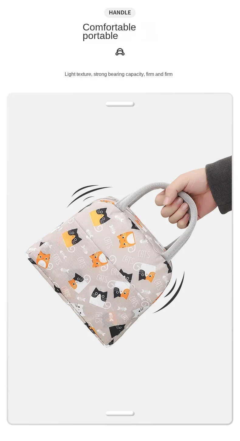 Sac à lunch isotherme à motif dessin animé (1 pièce), idéal pour les pique-niques, les sorties scolaires et les bentos. Grande capacité.