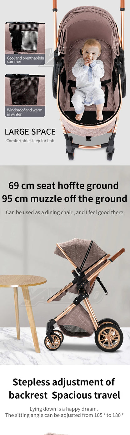 Newest Baby Stroller 3 in1 Multifunctional Stroller Easy Folding Travel Portable Baby Carriage Safety Seat EU Standard